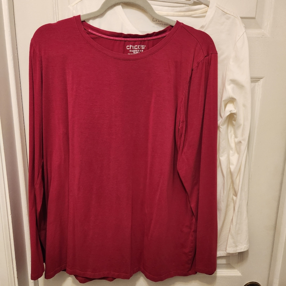 Chico's Touch Of Cool Five Tops 2 Silvery Gray 1 Black 1 Pink 1 Off White - Picture 5 of 8